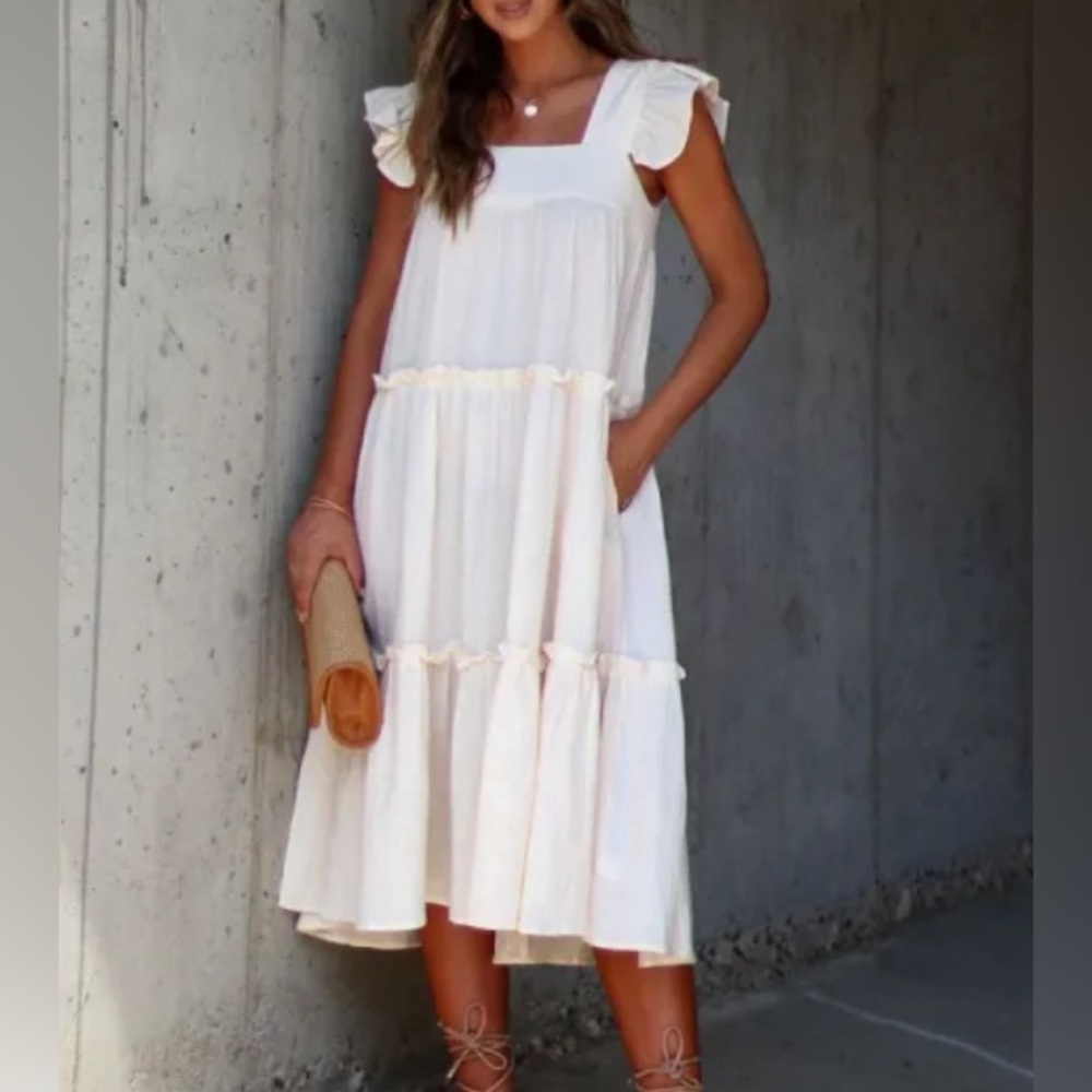 VICI collection Mavien Ruffle Tiered Midi Dress